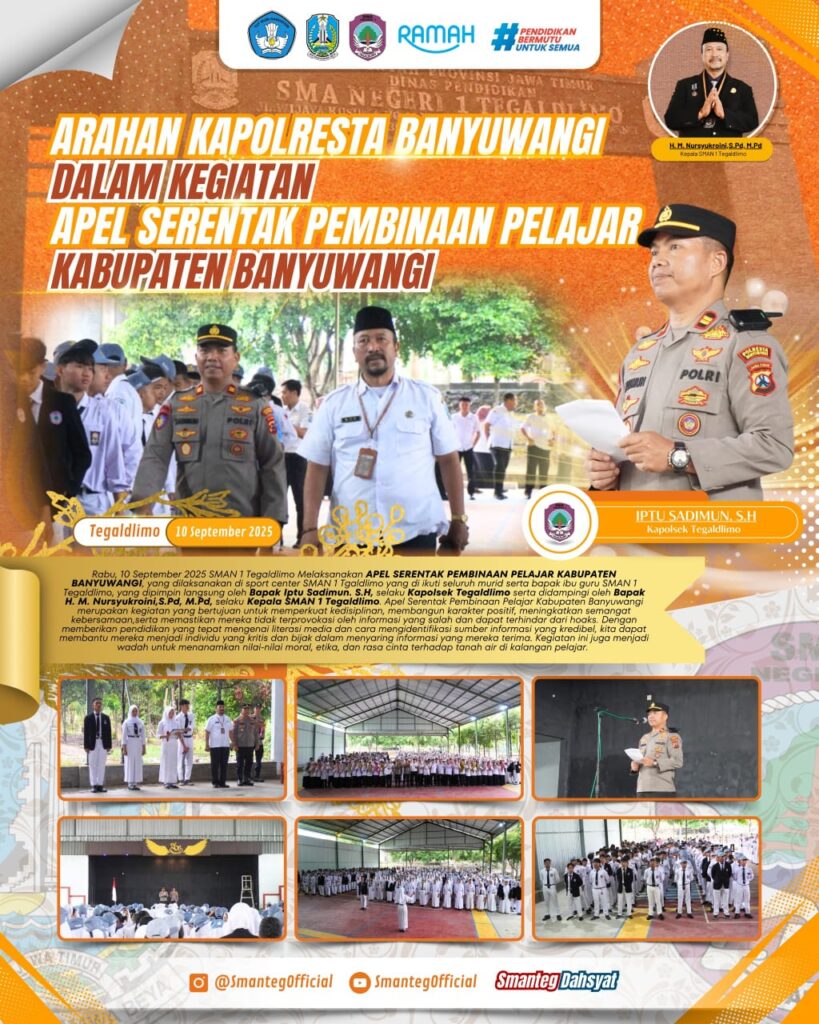 Arahan Kapolresta Banyuwangi dalam Apel Serentak Pembinaan Pelajar Kabupaten Banyuwangi